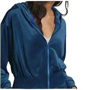 NWT Anthropologie Saturday Sunday Catie Velour Cropped Hoodie Aquamarine Size XL